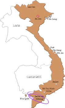 carte du vietnam delta mekong.