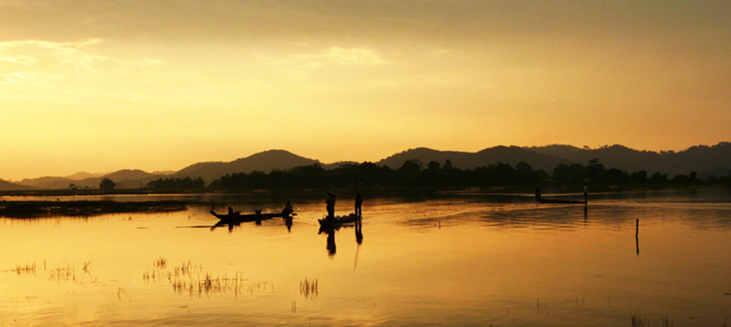 Coucher de soleil sur les hauts plateaux du Vietnam.