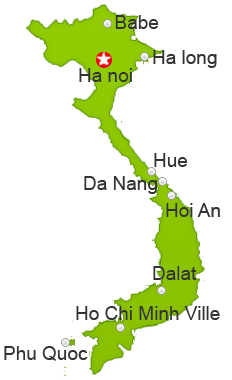 Carte des principales villes du Vietnam.